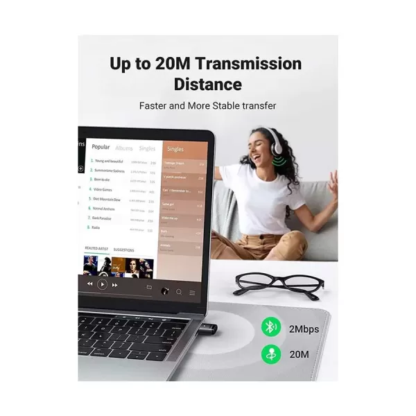 Ugreen CM390 (80890) USB Bluetooth 5.0 Black Adapter