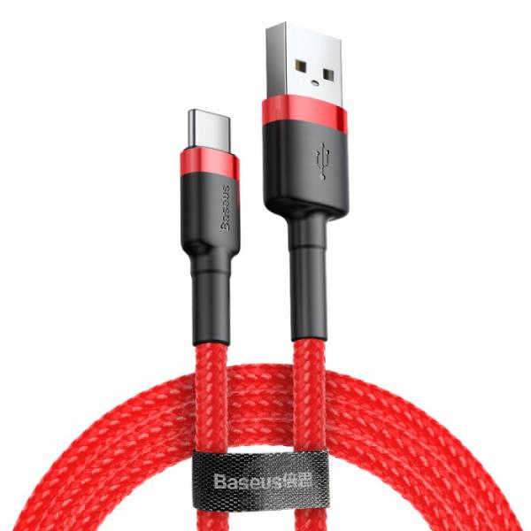 Baseus Cafule USB C Fast Charger Cable 3A Charging Red and Black 2M CATKLF-F09