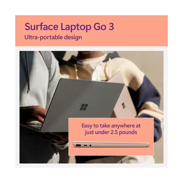 Microsoft Surface Laptop Go 3 Intel Core i5 1235U 8GB RAM, 256GB SSD 12.4 Inch PixelSense MultiTouch Display Sandstone Surface Go Laptop