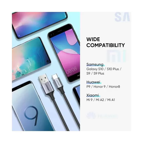 UGREEN US288 (60127) USB-A 2.0 to USB-C Cable Nickel Plating Aluminum Braid 1.5m (Black)