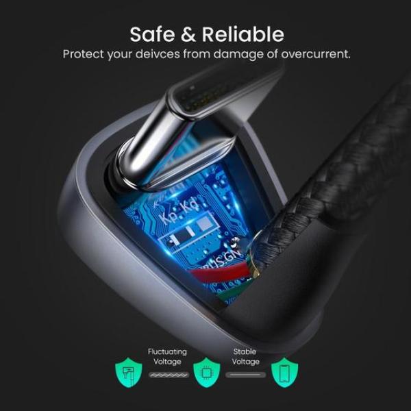 UGREEN 70315 Angled USB-C Male To USB2.0 A Male 3A Data Cable (180°Angle) - 2M