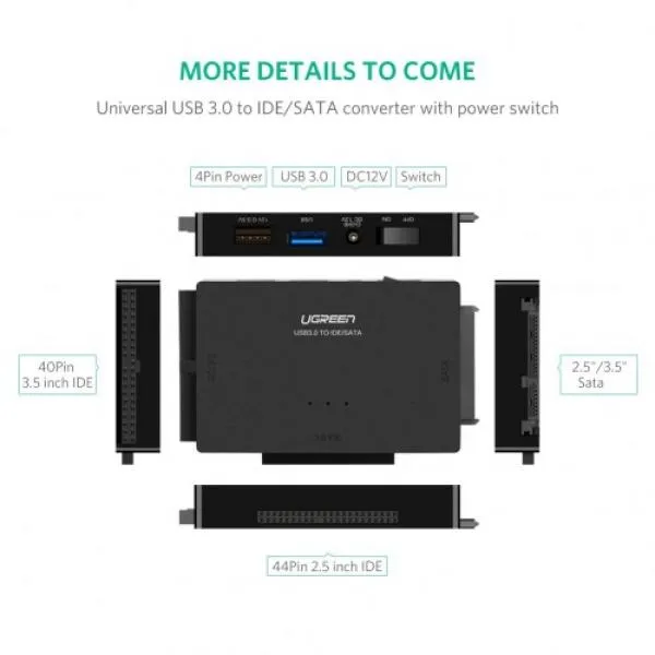 Ugreen 30353 IDE Adapter USB 3.0 to Sata IDE Hard Drive Converter Combo