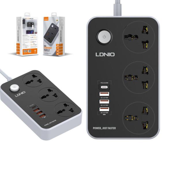 LDNIO 38W PD20W Power Strip 3 Socket Outlets and 3 QC 3.0 USB SC3412