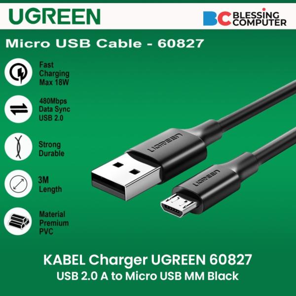 UGREEN US289 (60827) USB 2.0 Male to Micro USB Cable - 3M