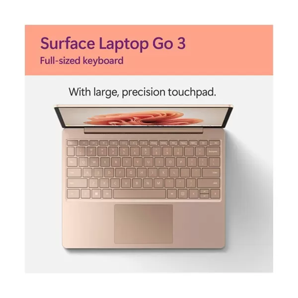 Microsoft Surface Laptop Go 3 Intel Core i5 1235U 8GB RAM, 256GB SSD 12.4 Inch PixelSense MultiTouch Display Sandstone Surface Go Laptop