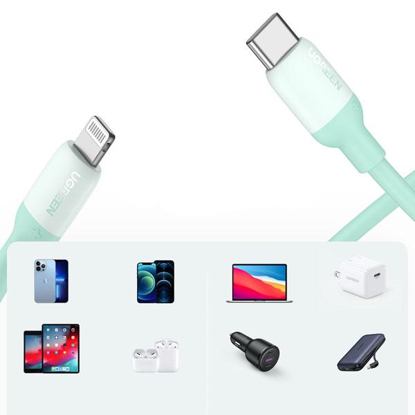 UGREEN US387 (20308) USB-C to Lightning Silicone Cable 1m (Green)