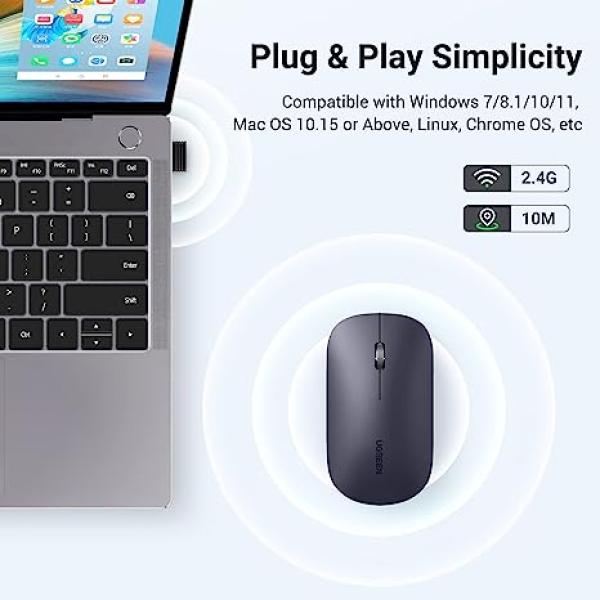 UGREEN MU001 2.4GHz WIRRELESS & BLUETOOTH MUTE MOUSE WITH 4000DPI