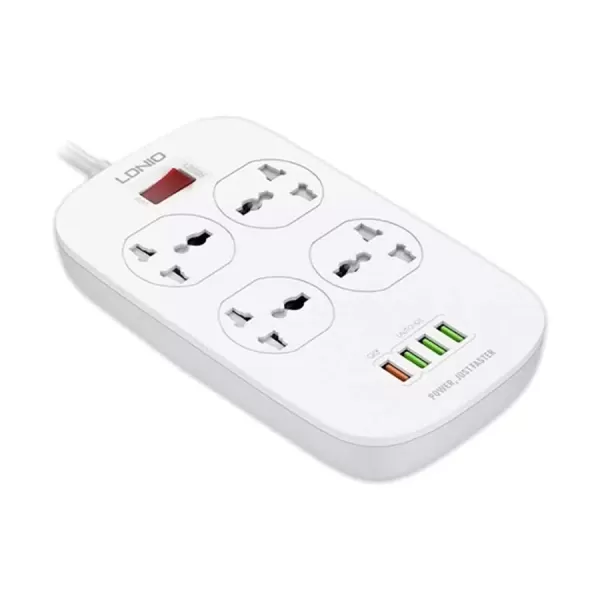 Ldnio 2 Pin 4 Port White Power Strip #SC4407(4 x USB)