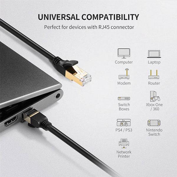 UGREEN NW122 (70653) Cat6A UTP Round & Ultra Slim Ethernet Cable Pure Copper - 3M