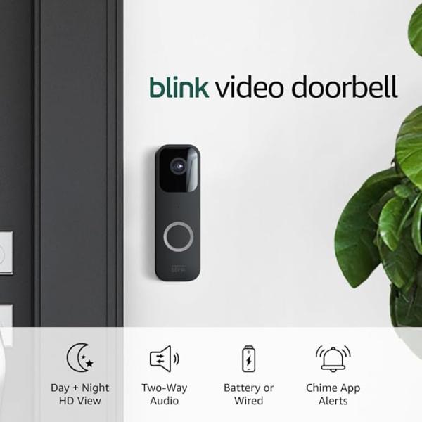Blink Video Doorbell  Two-way audio, HD video, motion and chime app alerts and Alexa enabled