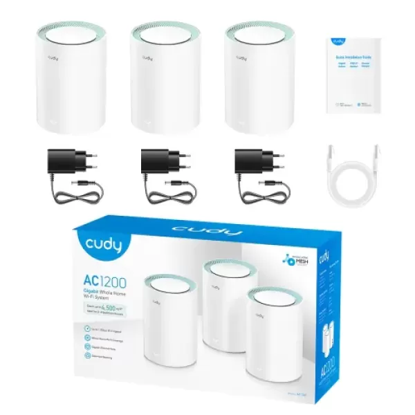 Cudy M1300 AC1200 Gigabit Whole Home Mesh WiFi Router (3 Pack)