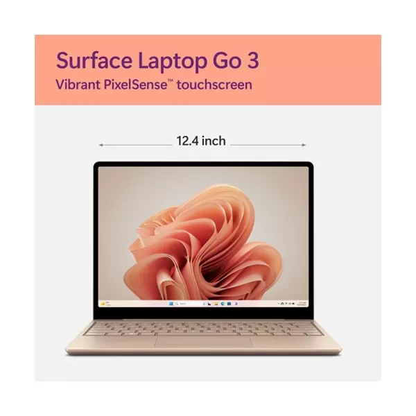 Microsoft Surface Laptop Go 3 Intel Core i5 1235U 8GB RAM, 256GB SSD 12.4 Inch PixelSense MultiTouch Display Sandstone Surface Go Laptop