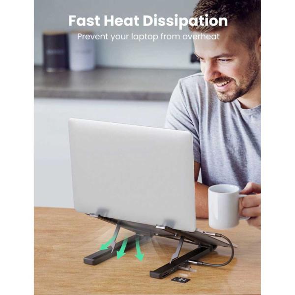 UGREEN CM359 (80551) Black Laptop Stand with 5-in-1 Docking Station