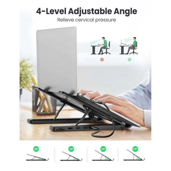 UGREEN CM359 (80551) Black Laptop Stand with 5-in-1 Docking Station