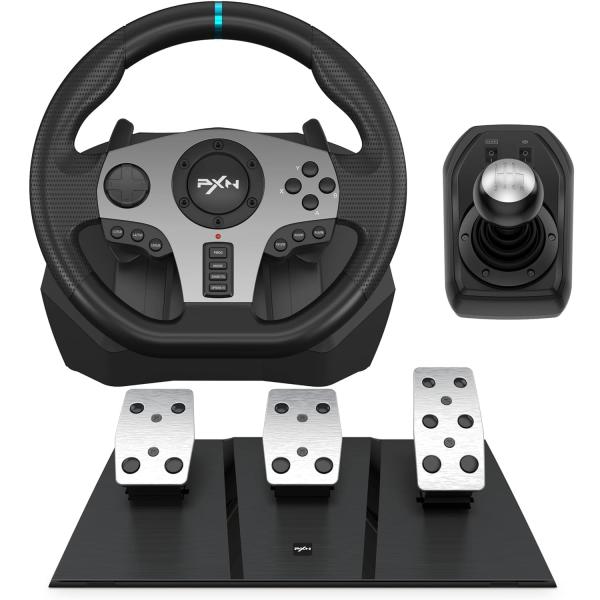 PXN V9 Racing Wheel - Steering Wheel V9 Driving Wheel 270°/ 900° Degree Vibration Gaming Steering 