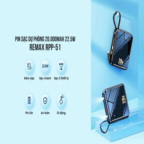 Remax RPP-51 20000mah Super Fast Charging Power Bank
