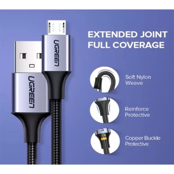 UGREEN US290 (60146) Micro USB 2.0 Cable 1M Metal/Black