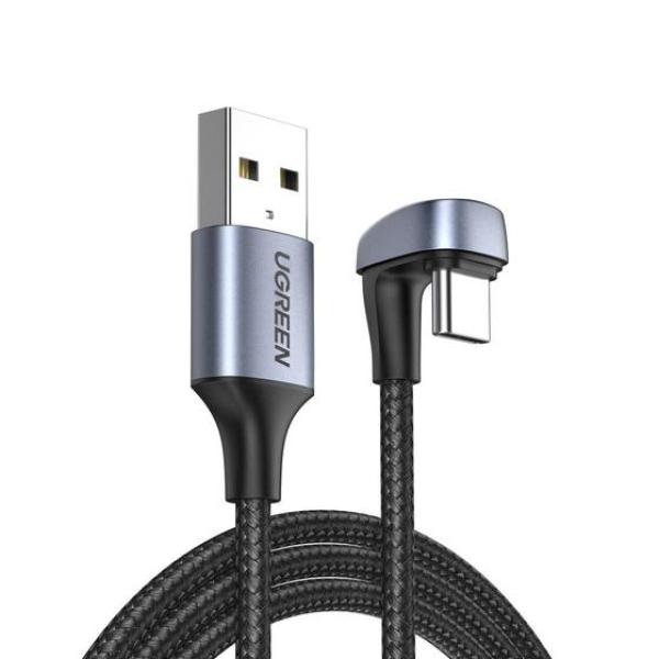 UGREEN 70315 Angled USB-C Male To USB2.0 A Male 3A Data Cable (180°Angle) - 2M