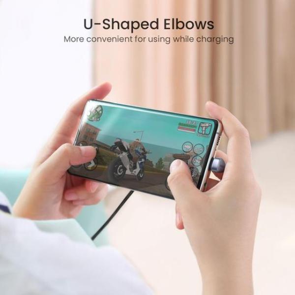 UGREEN 70315 Angled USB-C Male To USB2.0 A Male 3A Data Cable (180°Angle) - 2M