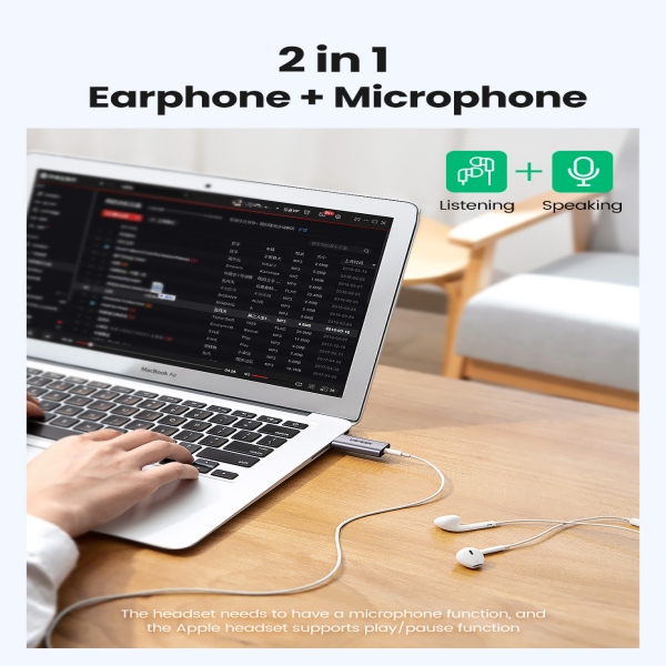 Ugreen USB to Audio Jack USB External Sound Card 3.5mm Audio Adapter