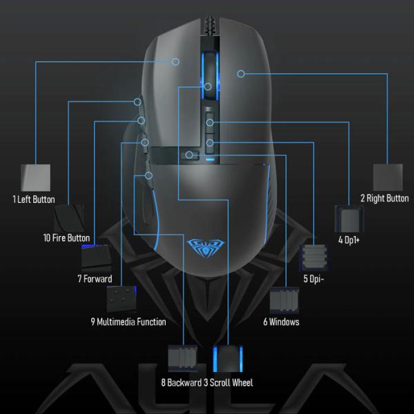 AULA F808 USB Wired Gaming Mouse