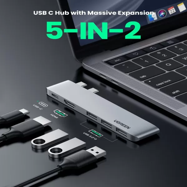 UGREEN CM251 (60559) USB-C 5-in-2 Multifunction Adapter Hub for MacBook Pro & Air