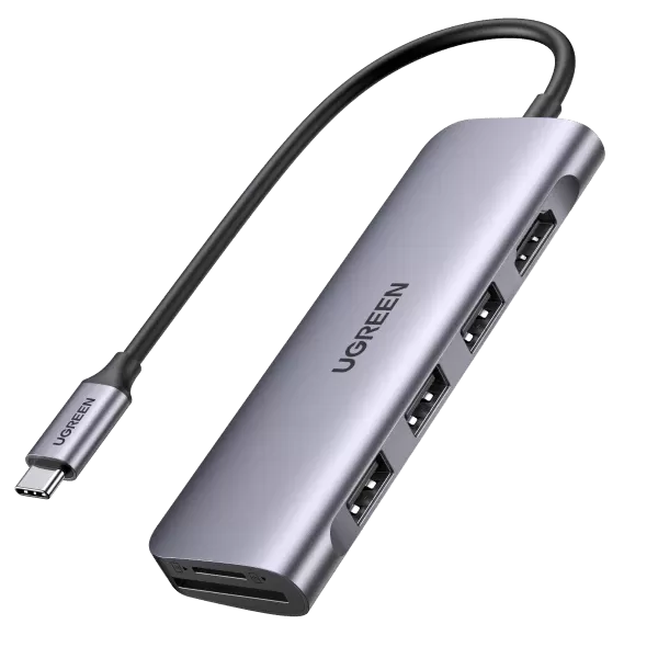 UGREEN CM195 (70411) (6-in-1) USB-C to 2 Ports USB3.0-A Hub + HDMI + TF/SD Hub