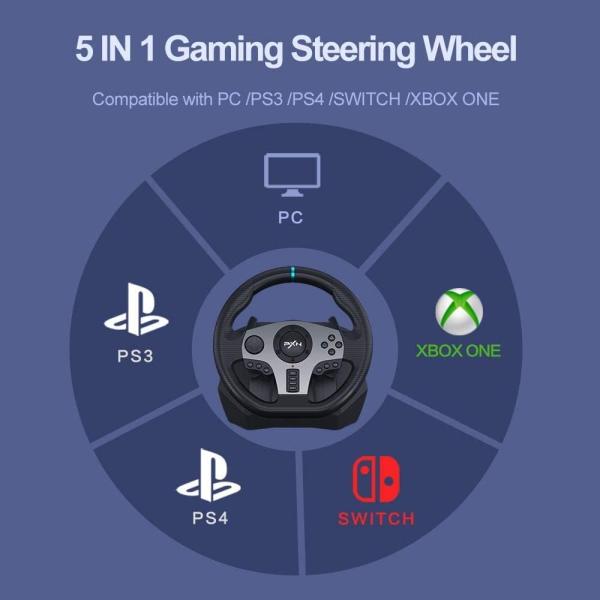 PXN V9 Racing Wheel - Steering Wheel V9 Driving Wheel 270°/ 900° Degree Vibration Gaming Steering image 2
