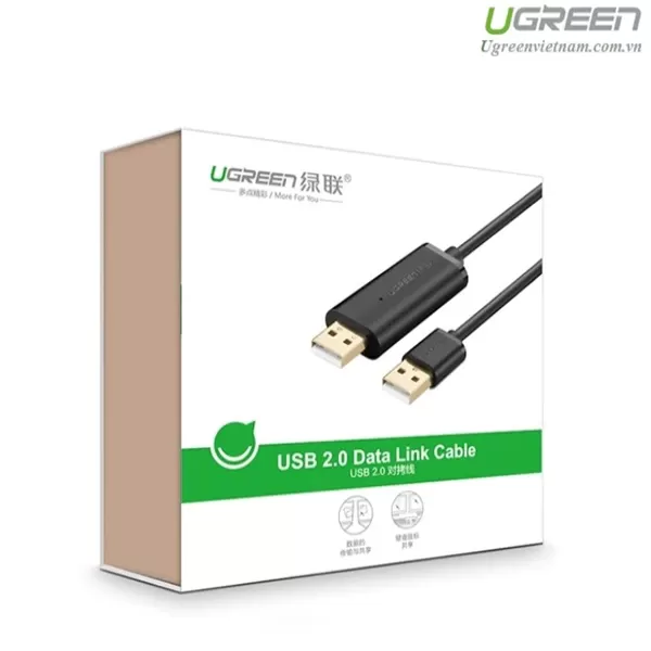 UGREEN 20233 USB 2.0 Data Link Cable2m (Black) image 2