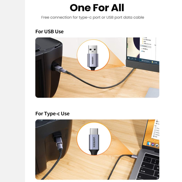 UGREEN US382 (20120) USB-C Female to USB-B Male USB2.0 Adapter image 2