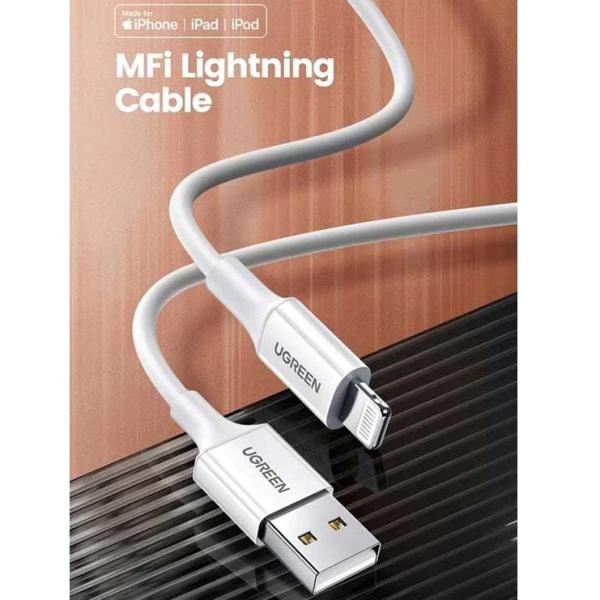 UGREEN US155 (80315) 1.5M 2.4A MFi Lightning USB Charging Cable White image 2