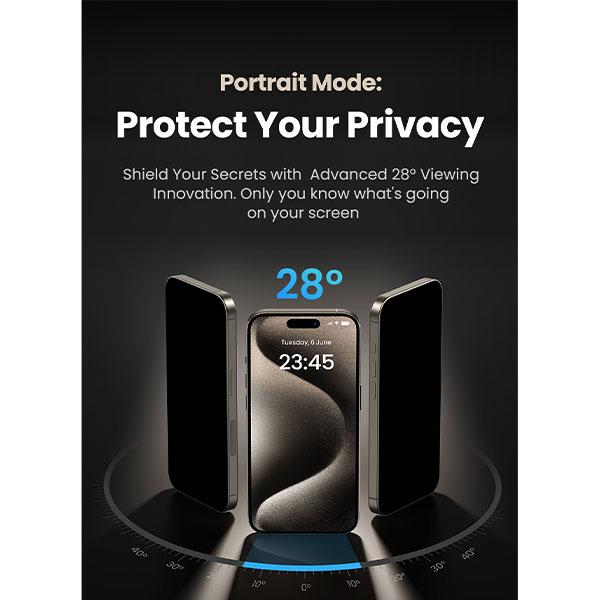 UGREEN SP410 (25624) Privacy Screen Tempered Protective Film For iPhone15 pro max image 4